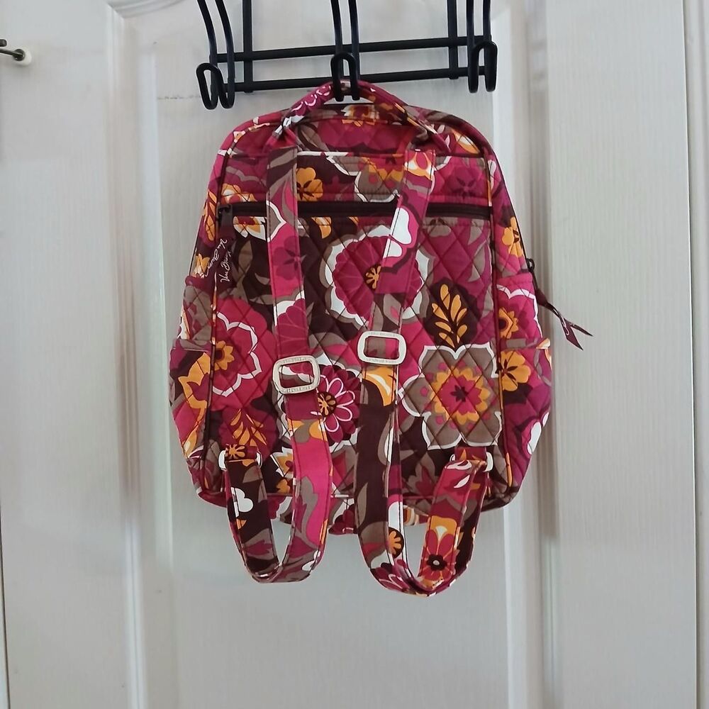 Vintage Vera Bradley Retired Carnaby Vibrant Floral Quilted Cotton Backpack - Picture 2 of 7